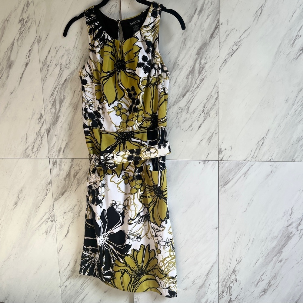 Roulette Floral Sleeveless Belted Shift Dress SZ 4